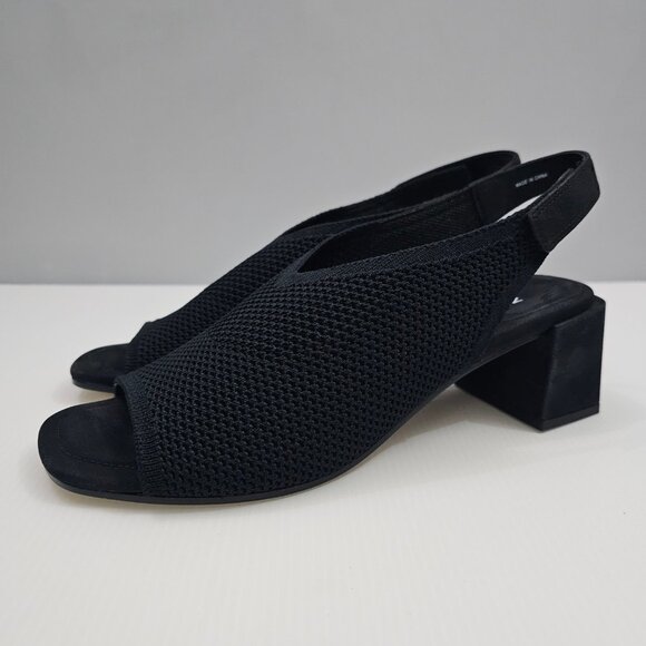 Eileen Fisher Trudy Sandal Womens 9 Black Stretch Knit Block Heel Slingback - Picture 12 of 12